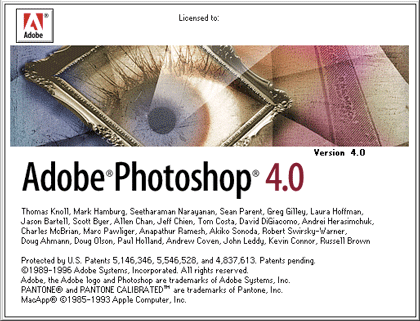 Adobe Photoshop version 4.0 splash screen