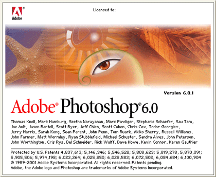 Adobe Photoshop version 6.0 splash screen