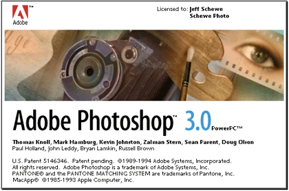 Adobe Photoshop version 3.0 splash screen