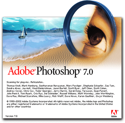 Adobe Photoshop version 7.0 splash screen